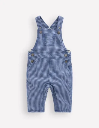 Woven Dungarees Navy Ticking Stripe