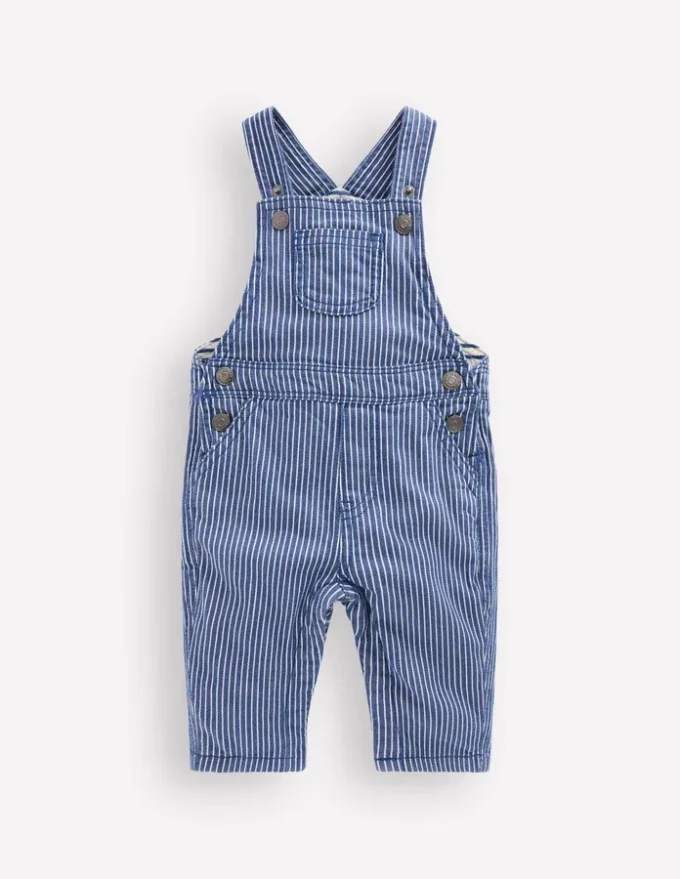 Woven Dungarees Navy Ticking Stripe Woven Dungarees Navy Ticking Stripe