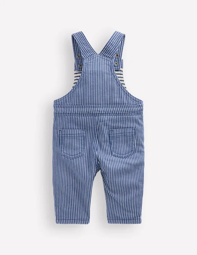 Woven Dungarees Navy Ticking Stripe Woven Dungarees Navy Ticking Stripe