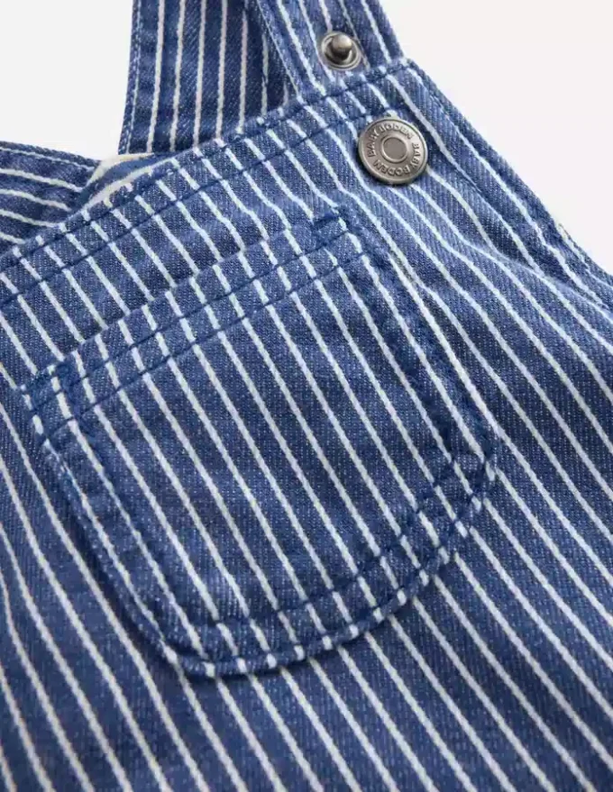 Woven Dungarees Navy Ticking Stripe Woven Dungarees Navy Ticking Stripe