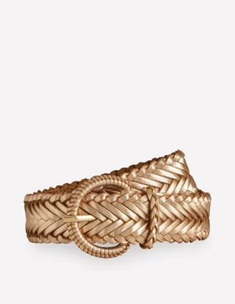 Woven Leather Belt Gold
