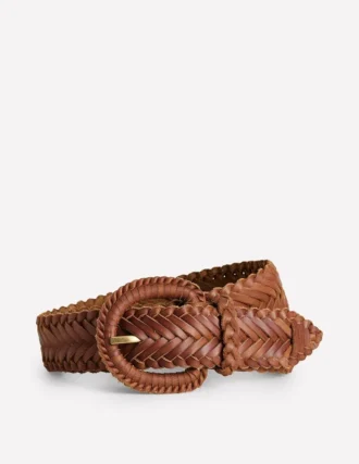 Woven Leather Belt Tan