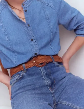 Woven Leather Belt Tan