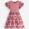 Woven Mix Twirly Dress Multi Diamond Floral