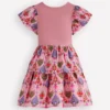 Woven Mix Twirly Dress Multi Diamond Floral