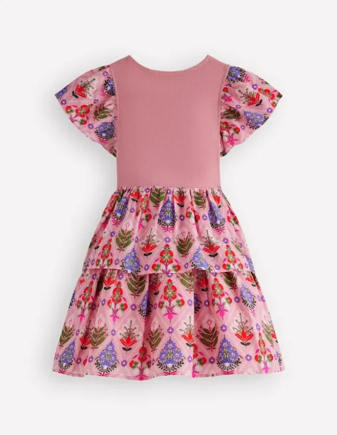 Woven Mix Twirly Dress Multi Diamond Floral