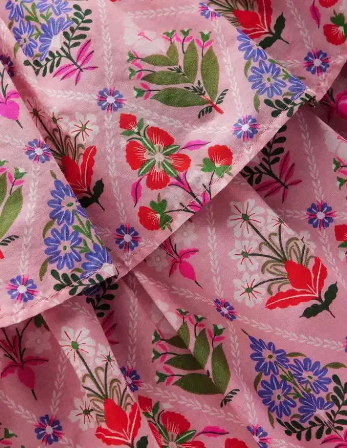 Woven Mix Twirly Dress Multi Diamond Floral