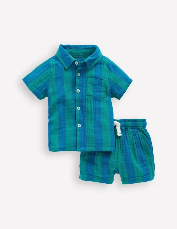 Woven Shirt Play Set Blue and Green Stripe Woven Shirt Play Set Blue and Green Stripe