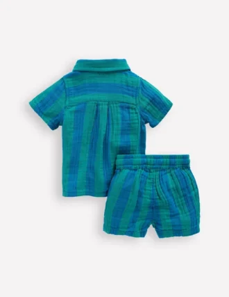Woven Shirt Play Set Blue and Green Stripe