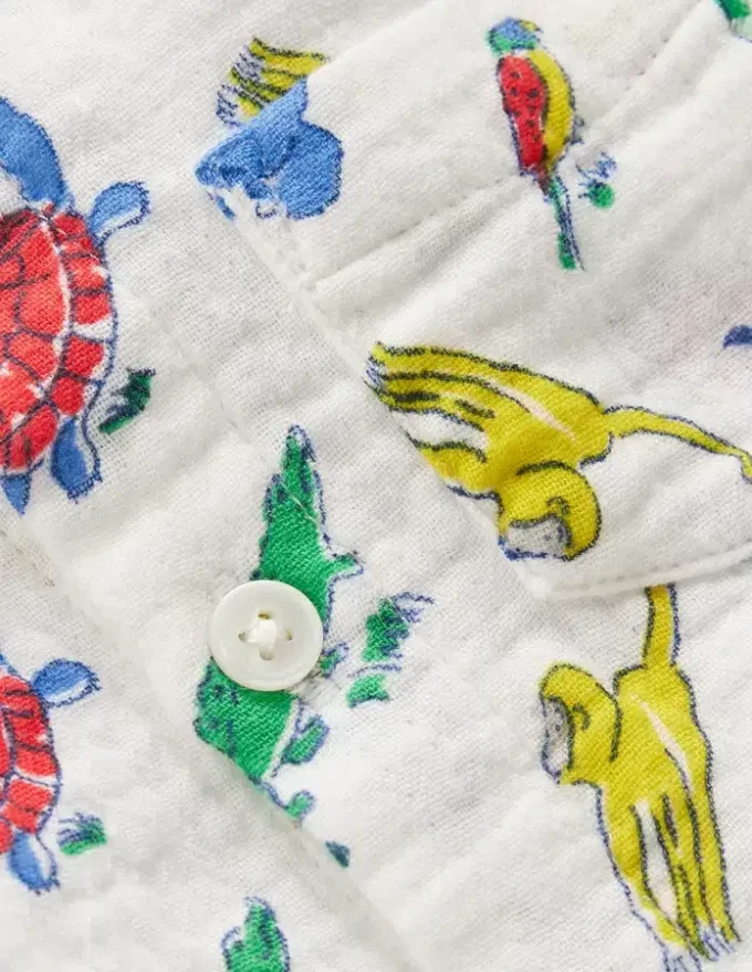 Woven Shirt Play Set Ivory Multi Jungle Animals