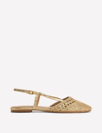 Woven Slingback Flats Gold