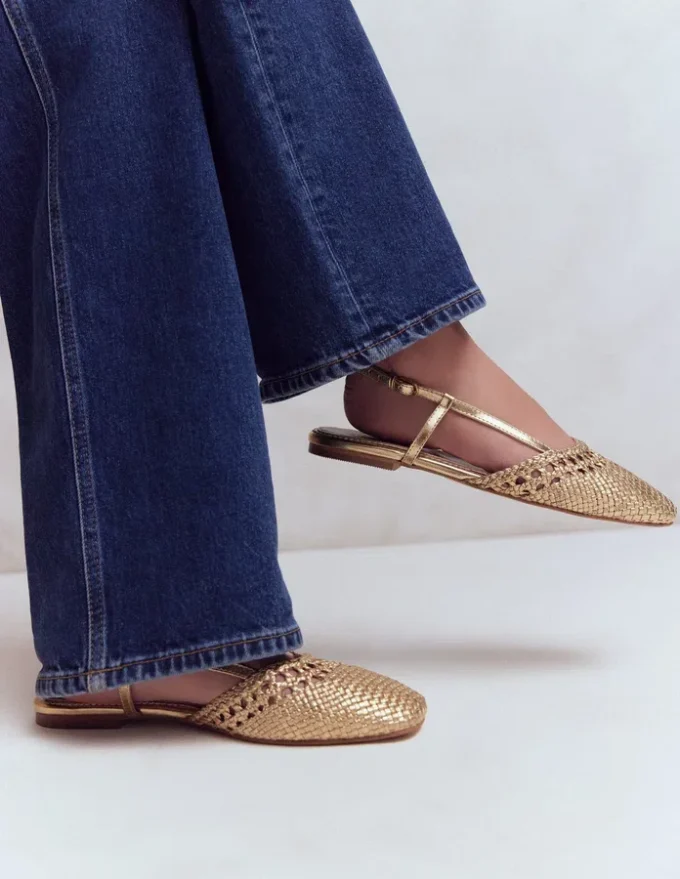Woven Slingback Flats Gold Woven Slingback Flats Gold