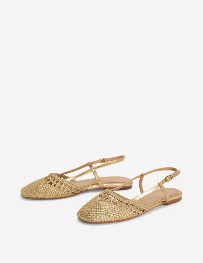 Woven Slingback Flats Gold Woven Slingback Flats Gold