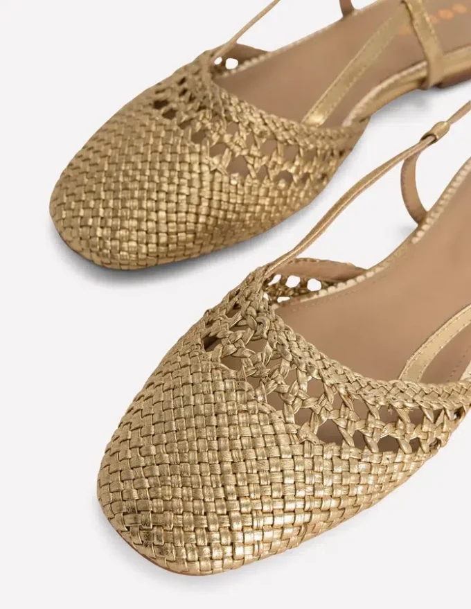 Woven Slingback Flats Gold Woven Slingback Flats Gold