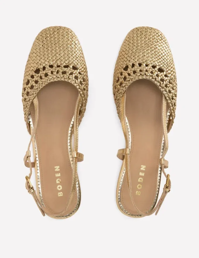 Woven Slingback Flats Gold Woven Slingback Flats Gold