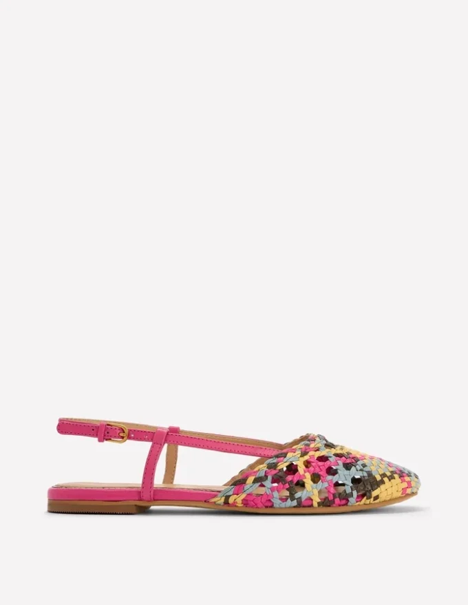 Woven Slingback Flats Multi Check
