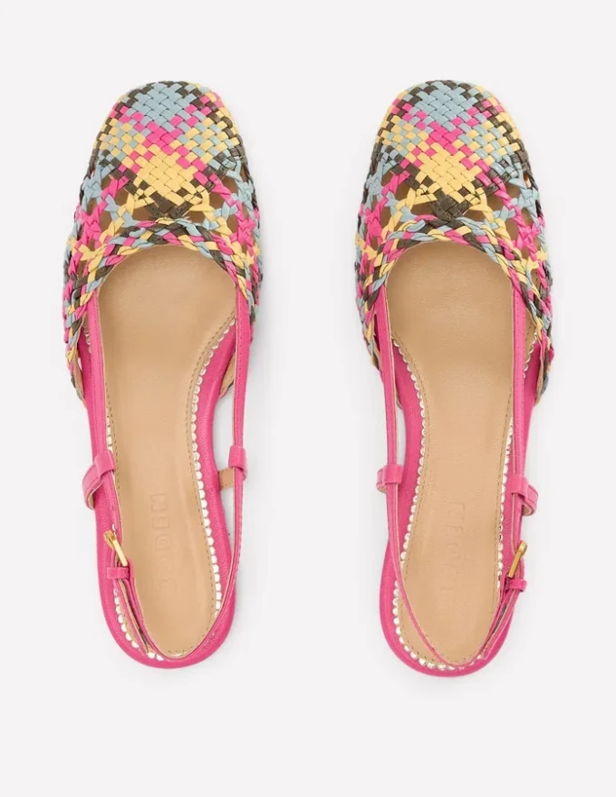 Woven Slingback Flats Multi Check