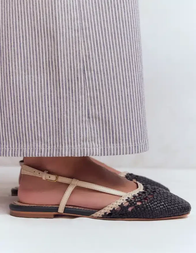 Woven Slingback Flats Navy/Ivory Woven Slingback Flats Navy/Ivory