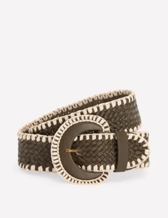Woven Stitch Belt Woodland Green
