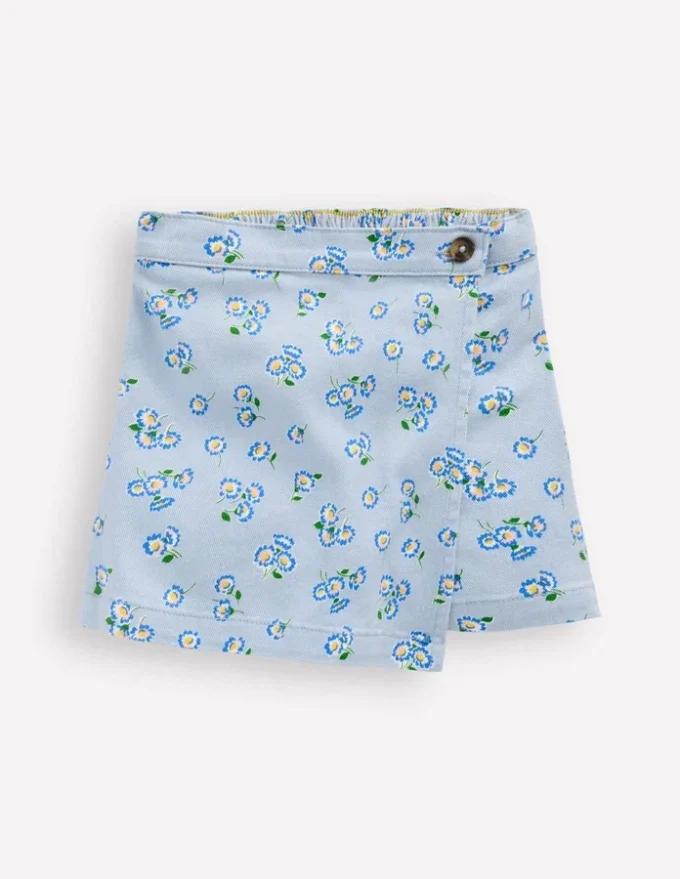 Wrap Woven Skort Misty Blue Daisy Wrap Woven Skort Misty Blue Daisy