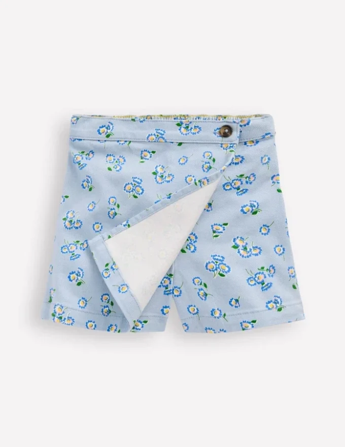 Wrap Woven Skort Misty Blue Daisy Wrap Woven Skort Misty Blue Daisy