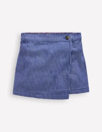Wrap Woven Skort Sapphire Blue/ Ivory Stripe