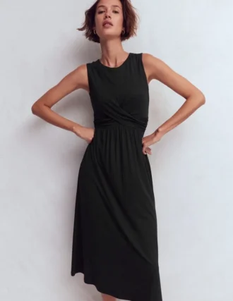 Zara Cross Waist Jersey Dress Black
