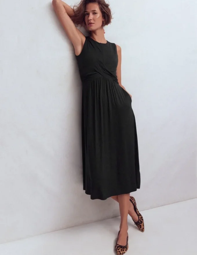 Zara Cross Waist Jersey Dress Black Zara Cross Waist Jersey Dress Black