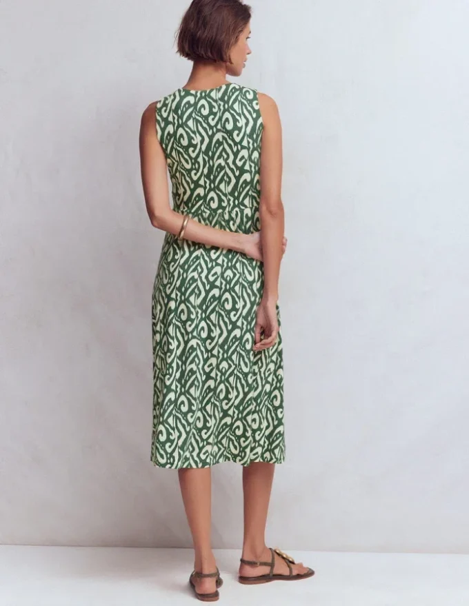 Zara Cross Waist Jersey Dress Hunter Green, Ikat Zara Cross Waist Jersey Dress Hunter Green, Ikat
