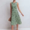 Zara Cross Waist Jersey Dress Hunter Green, Ikat Zara Cross Waist Jersey Dress Hunter Green, Ikat