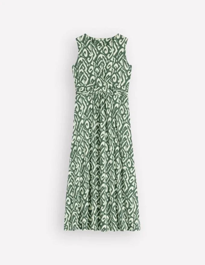 Zara Cross Waist Jersey Dress Hunter Green, Ikat Zara Cross Waist Jersey Dress Hunter Green, Ikat