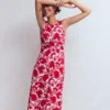 Zara Cross Waist Jersey Dress Merida Red, Shadow Blossom Zara Cross Waist Jersey Dress Merida Red, Shadow Blossom