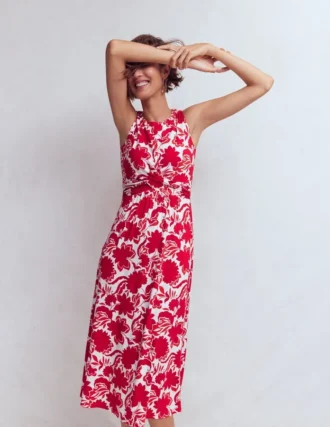 Zara Cross Waist Jersey Dress Merida Red, Shadow Blossom