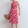 Zara Cross Waist Jersey Dress Merida Red, Shadow Blossom Zara Cross Waist Jersey Dress Merida Red, Shadow Blossom