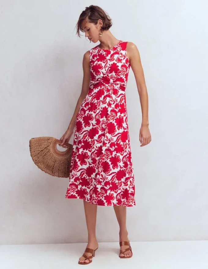 Zara Cross Waist Jersey Dress Merida Red, Shadow Blossom Zara Cross Waist Jersey Dress Merida Red, Shadow Blossom
