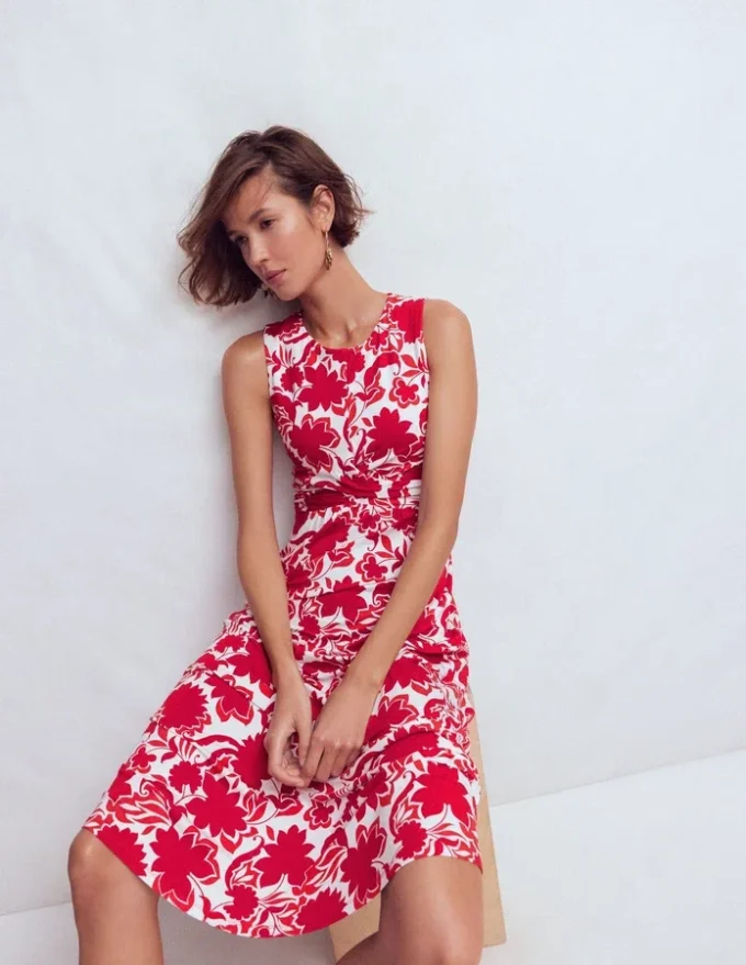 Zara Cross Waist Jersey Dress Merida Red, Shadow Blossom Zara Cross Waist Jersey Dress Merida Red, Shadow Blossom