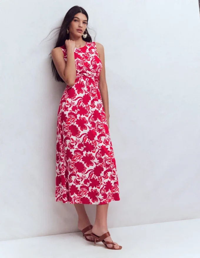 Zara Cross Waist Jersey Dress Merida Red, Shadow Blossom Zara Cross Waist Jersey Dress Merida Red, Shadow Blossom