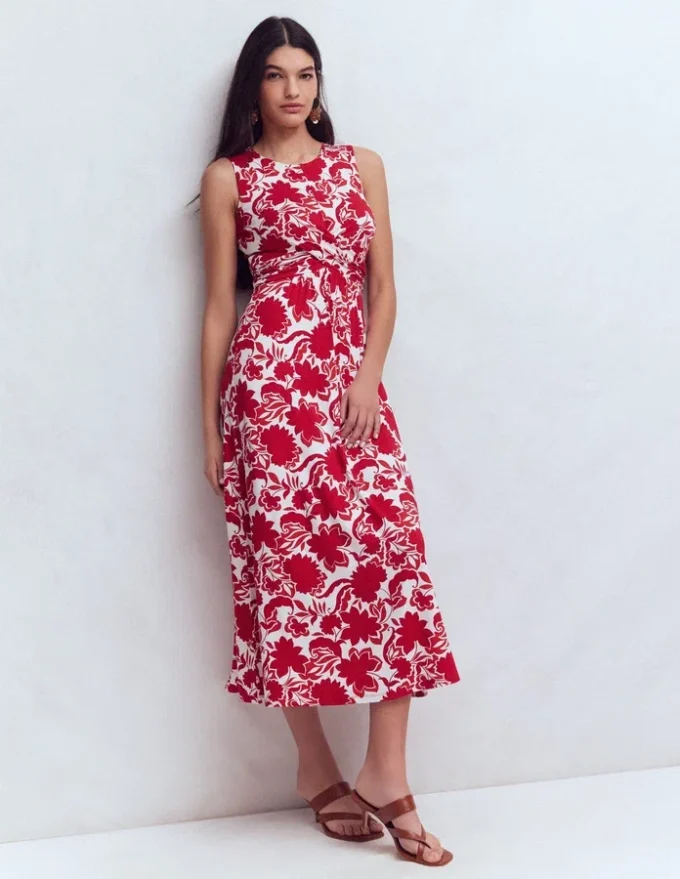Zara Cross Waist Jersey Dress Merida Red, Shadow Blossom Zara Cross Waist Jersey Dress Merida Red, Shadow Blossom