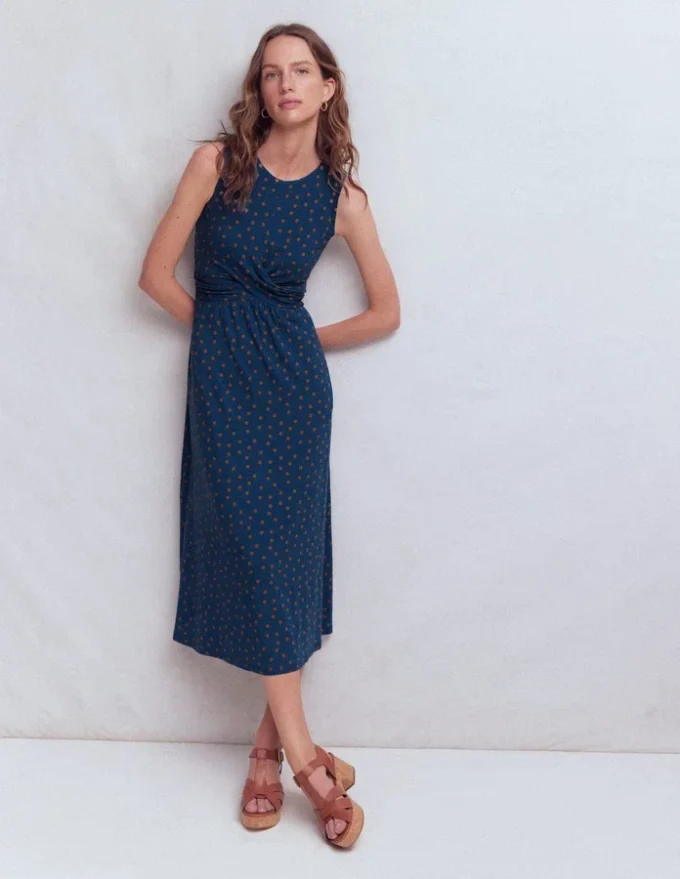 Zara Cross Waist Jersey Dress Tourmaline Blue, Painted Dot Zara Cross Waist Jersey Dress Tourmaline Blue, Painted Dot