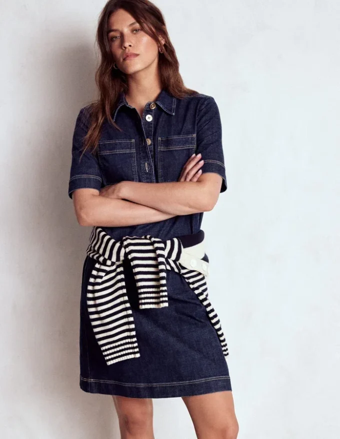 Zia Pocket Shift Dress Dark Indigo Zia Pocket Shift Dress Dark Indigo