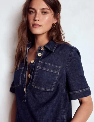 Zia Pocket Shift Dress Dark Indigo