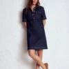 Zia Pocket Shift Dress Dark Indigo Zia Pocket Shift Dress Dark Indigo