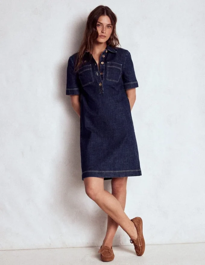 Zia Pocket Shift Dress Dark Indigo Zia Pocket Shift Dress Dark Indigo