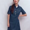 Zia Pocket Shift Dress Indigo Stripe Zia Pocket Shift Dress Indigo Stripe