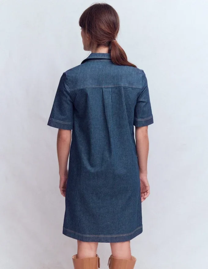 Zia Pocket Shift Dress Indigo Stripe Zia Pocket Shift Dress Indigo Stripe