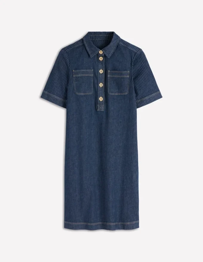 Zia Pocket Shift Dress Indigo Stripe Zia Pocket Shift Dress Indigo Stripe