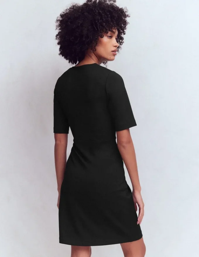 Zinnia Tie Jersey Short Dress Black Zinnia Tie Jersey Short Dress Black