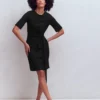 Zinnia Tie Jersey Short Dress Black Zinnia Tie Jersey Short Dress Black