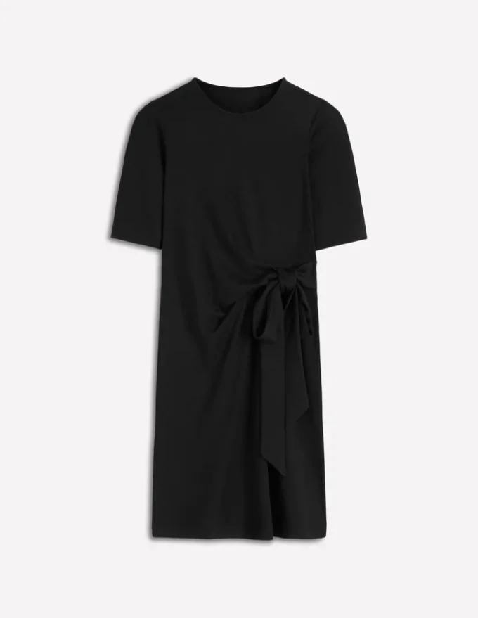Zinnia Tie Jersey Short Dress Black Zinnia Tie Jersey Short Dress Black