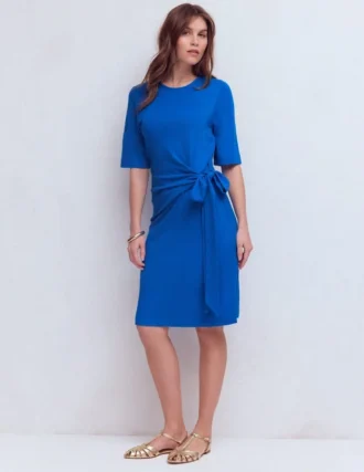 Zinnia Tie Jersey Short Dress Kingfisher Blue